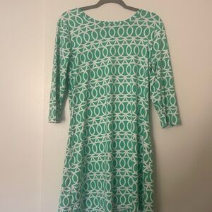 Lulu-B Mint Green and White Geometric Long Sleeve Dress